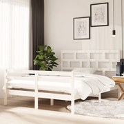 Estrutura de cama king 150x200 cm madeira maciça branco