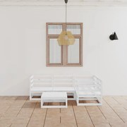 vidaXL 5 pcs conjunto lounge de jardim pinho maciço branco