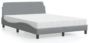 vidaXL Cama com colchão 140x200 cm tecido cinzento-claro