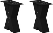 vidaXL Pés para mesa de centro em formato de X, 2 peças, preto, 40x(30-31) cm, aço