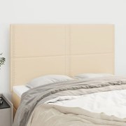 vidaXL Cabeceira Creme 144x5x118/128 cm Tecido
