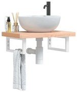 vidaXL Prateleira de parede p/ lavatório aço/madeira de faia maciça