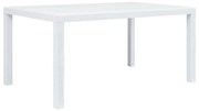 Mesa de jardim 150x90x72 cm plástico branco com aspeto de vime