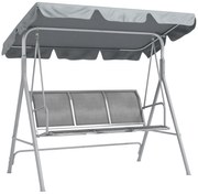 Outsunny Baloiço Jardim 3 Lugares Toldo Ajustável Encosto Confortável Estrutura Resistente Metal 171x108x154 cm Cinza | Aosom Portugal