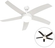 Ventilador de teto inteligente branco com impressão de madeira 132cm incl. LED regulável com controle remoto - Cool Moderno