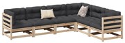vidaXL 6 pcs conjunto sofás de jardim madeira de pinho maciça