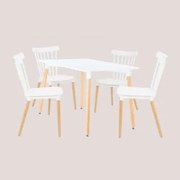 Conjunto De Mesa E 4 Cadeiras Royal Branco - Sklum