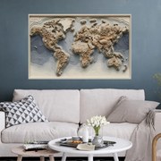 Autocolante Mapa do Mundo – Camadas terrosas abstratas com flores à superfície