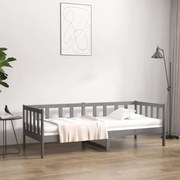 Sofá-cama 90x190 cm madeira de pinho maciça cinzento