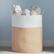 vidaXL Cesto de arrumação Ø38x46 cm algodão castanho e branco