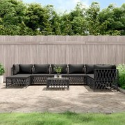 vidaXL 9 pcs conjunto lounge de jardim com almofadões aço antracite