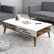Mesa de Centro Valensiya – Nogueira e Branco – 105 cm x 60 cm x 34,6 c