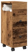 vidaXL Armário de WC estreito c/ rodas derivados madeira madeira velha
