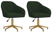 Cadeiras de jantar giratórias 2 pcs veludo verde-escuro