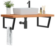 vidaXL Prateleira de parede p/ lavatório aço/madeira de faia maciça