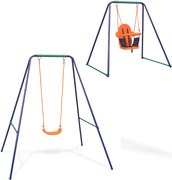 vidaXL Baloiço independente e baloiço p/ bebés 2-em-1 laranja