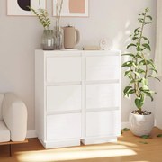 vidaXL Aparadores 2 pcs 32x34x75 cm madeira de pinho maciça branco