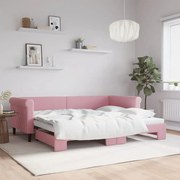 vidaXL Sofá-cama com gavetão 90x200 cm veludo rosa
