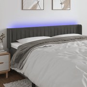 Cabeceira cama c/ luzes LED veludo 163x16x78/88cm cinza-escuro