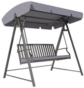 Outsunny Baloiço Jardim 3 Pessoas Banco com Toldo Ajustável Almofada Confortável Estrutura Aço Resistente 205x133x181 cm Cinzento | Aosom Portugal