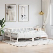 Sofá-cama com gavetão 90x190 cm madeira de pinho maciça branco