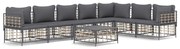 8 pcs conjunto lounge de jardim c/ almofadões vime PE antracite