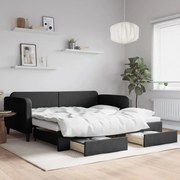 vidaXL Sofá-cama com gavetão e gavetas 100x200 cm tecido preto