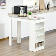 Mesa de Bar Mesa Alta Tipo Bistrô de Cozinha com Prateleiras Estilo Moderno de Melamina para Sala de Jantar Sala de Estar 115x50x102,7cm Branco e Cinz