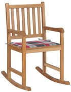 vidaXL Cadeira de baloiço com almofadão xadrez vermelho teca maciça