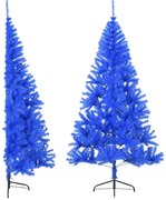 vidaXL Meia árvore de Natal artificial com suporte 180 cm PVC azul