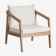 Poltrona De Jardim Em Madeira De Acácia Kaela Marrom Acácia Claro & Tecido Gardénia Branco - Sklum