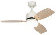 Ventilador de teto exterior branco com impressão de madeira 91,3cm incl. LED regulável com controlo remoto IP44 - Toledo