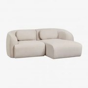 Sofá Modular Chaise Longue Direito De 2 Peças Em Chenille Coquette Chenille Beige Creme - Sklum