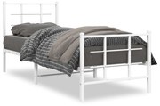 vidaXL Estrutura de cama com cabeceira e pés 75x190 cm metal branco
