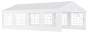 Outsunny Tenda para Festas 8x4m Tenda de Jardim com 4 Paredes Laterais 8 Janelas para Festas Eventos Casamento Aço PE Branco