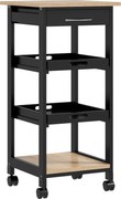 HOMCOM Carrinho de Serviço para Cozinha com 2 Tabuleiros Removíveis Gaveta e Prateleira 37x37x76 cm Preto | Aosom Portugal