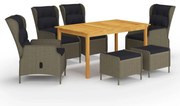vidaXL 7 pcs conjunto de jantar de jardim castanho