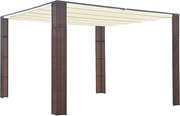 vidaXL Gazebo com teto em vime PE 300x300x220 cm castanho e creme