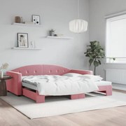 vidaXL Sofá-cama com gavetão 100x200 cm veludo rosa
