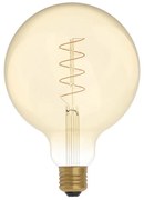 Lâmpada LED Dourada C07 Linha Carbono Filamento Curvo Espiral Globo G125 4W E27 Regulável 1800K