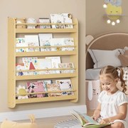 Estante infantil 12 x 80 x 100 cm com 4 níveis para quartos infantis e salas de jogos em cor natural