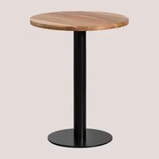 Mesa De Bar Redonda Em Madeira De Acácia Macchiato Ø60 Cm & Preto - Sklum