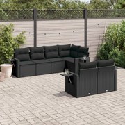 vidaXL 7 pcs conjunto de sofás p/ jardim c/ almofadões vime PE preto