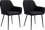 HOMCOM Cadeiras de Sala de Jantar Cadeiras de Visitante Design Escandinavo Conjunto de 2 Cadeiras Pés em Metal Afilados Pretos | Aosom Portugal