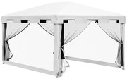 Outsunny Tenda de Jardim 4x3 m Gazebo para Exterior com Redes Mosquiteiras Estrutura de Aço Branco | AOSOM Portugal