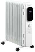 HOMCOM Aquecedor a Óleo 2290/2720W com 3 Modos de Aquecimento Tela LED Controle Tátil Termostato Temporizador 24H e Rodas Baixo Consumo para 20m² 50,5x24x63cm Branco