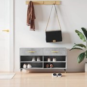 vidaXL Banco sapateira 102x35x55 cm derivados madeira cinzento cimento
