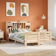 vidaXL Cama com estante sem colchão 140x200 cm pinho maciço