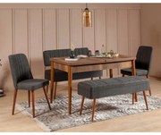 Conjunto de Mesa de Jantar Extensível e Cadeiras Vina – Nogueira e Ant