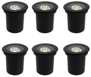 Conjunto de 6 Luzes de Solo Exteriores Modernas Pretas AR70 Ajustáveis IP65 - Delux
